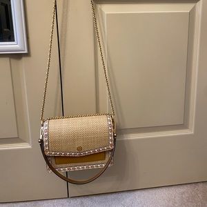 Tory Burch Robinson Straw Convertible Shoulder Bag